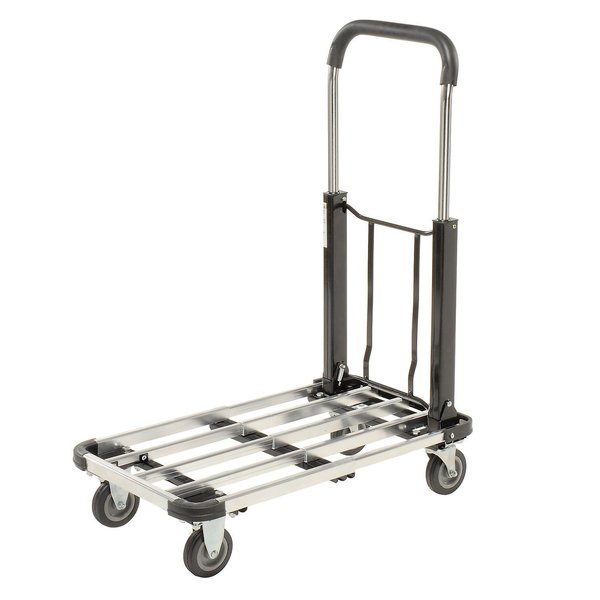 Global Industrial Folding Platform Truck, Telescopic Aluminum Deck, 4 Rubber Wheels, 300 Lb. Capacity 109100